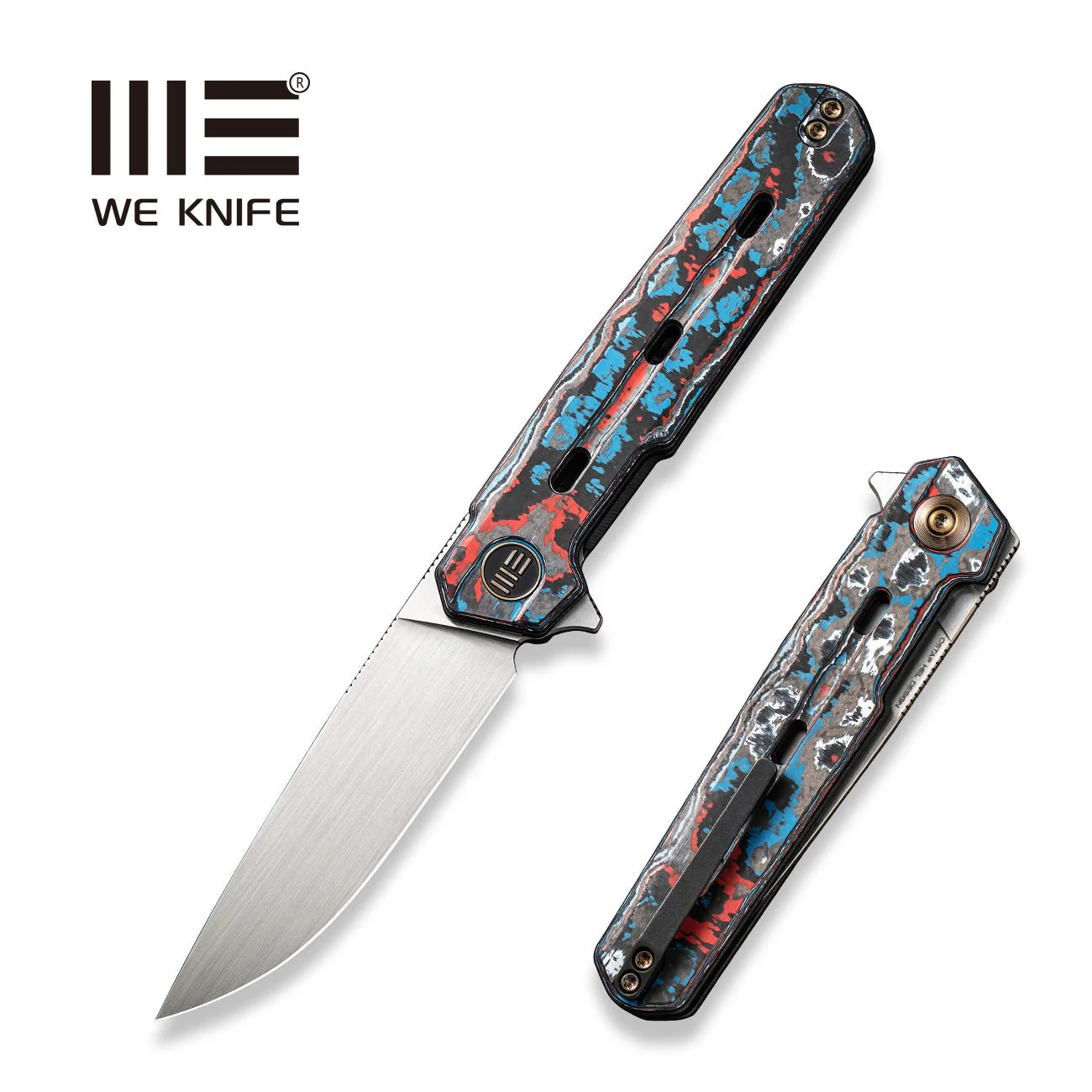 WEKNIFE Navo Flipper Knife FatCarbon Fiber & Titanium Handle (3.25" CPM 20CV Blade) WE22026-4