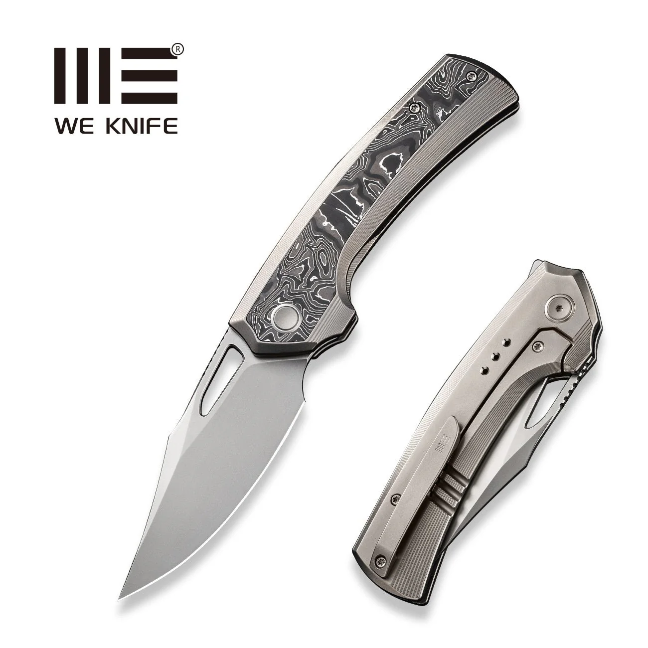 WEKNIFE Nefaris Flipper & Thumb Hole Knife Titanium & Carbon Fiber Handle (3.48" CPM 20CV Blade) WE22040F-2