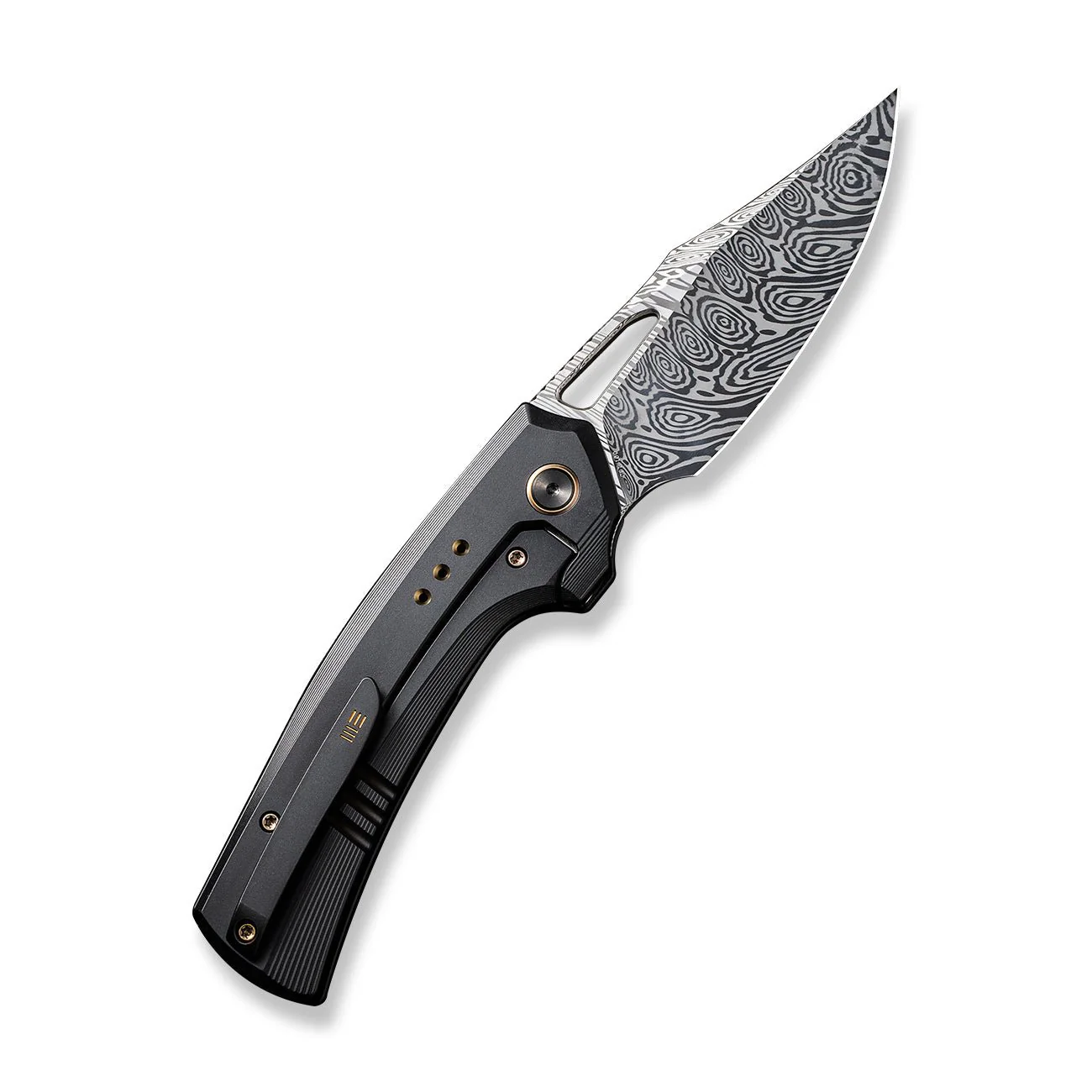WEKNIFE Nefaris Flipper & Thumb Hole Knife Titanium & FatCarbon Fiber Handle (3.48" Damasteel Blade) WE22040F-DS1 - Image 2