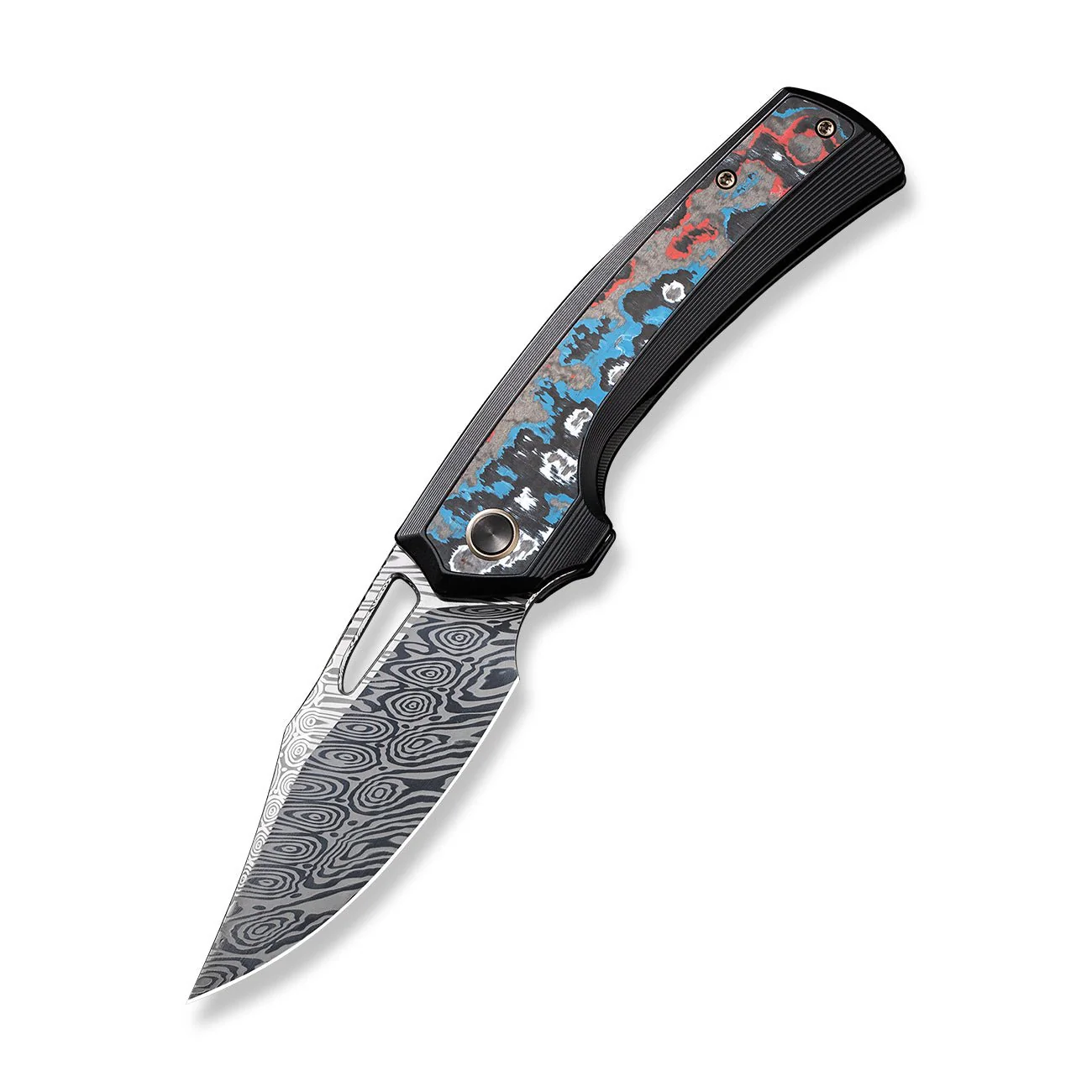 WEKNIFE Nefaris Flipper & Thumb Hole Knife Titanium & FatCarbon Fiber Handle (3.48" Damasteel Blade) WE22040F-DS1 - Image 3