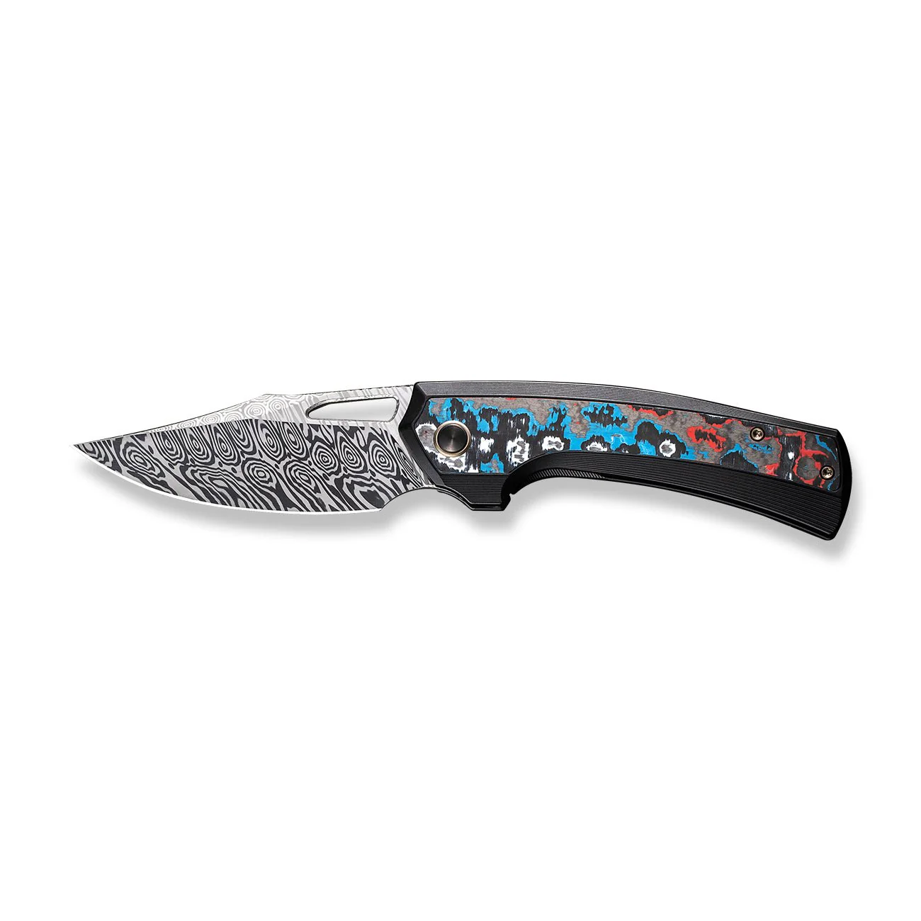 WEKNIFE Nefaris Flipper & Thumb Hole Knife Titanium & FatCarbon Fiber Handle (3.48" Damasteel Blade) WE22040F-DS1 - Image 4