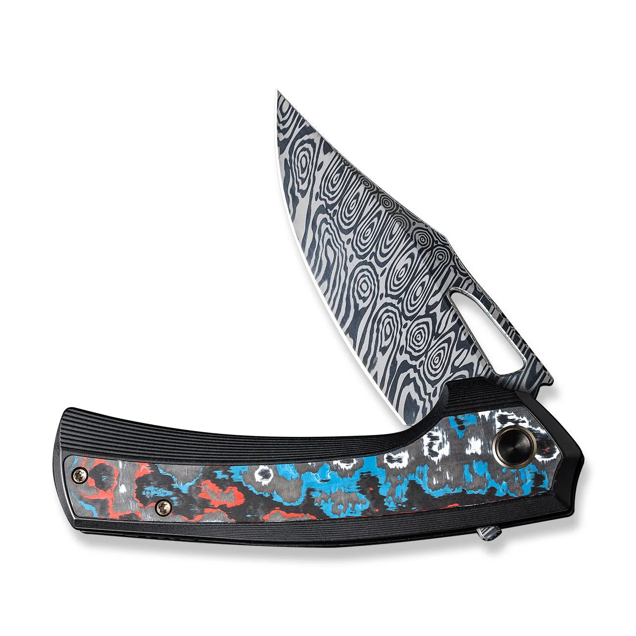 WEKNIFE Nefaris Flipper & Thumb Hole Knife Titanium & FatCarbon Fiber Handle (3.48" Damasteel Blade) WE22040F-DS1 - Image 5