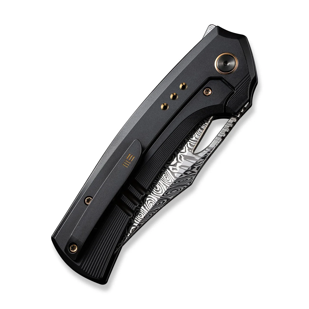 WEKNIFE Nefaris Flipper & Thumb Hole Knife Titanium & FatCarbon Fiber Handle (3.48" Damasteel Blade) WE22040F-DS1 - Image 7