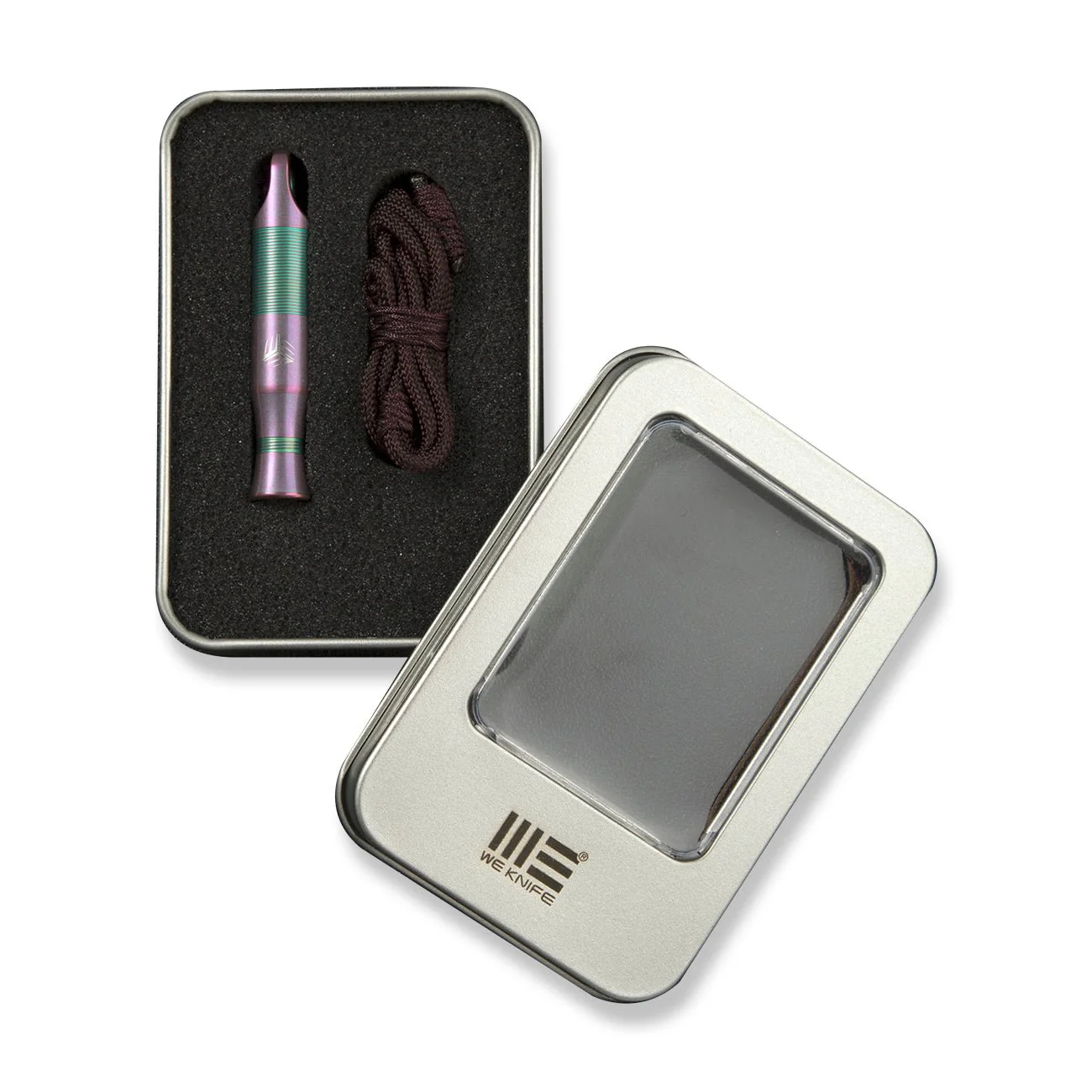 WEKNIFE Titanium Whistle With 1PC Brown Paracord A-05AP - Image 6
