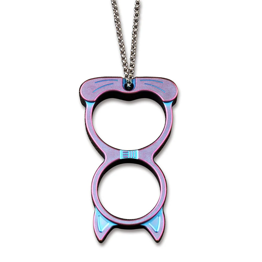WEKNIFE WE Cat Titanium Material Collectible Knuckle With S/S Bead Chain A-07B - Image 2