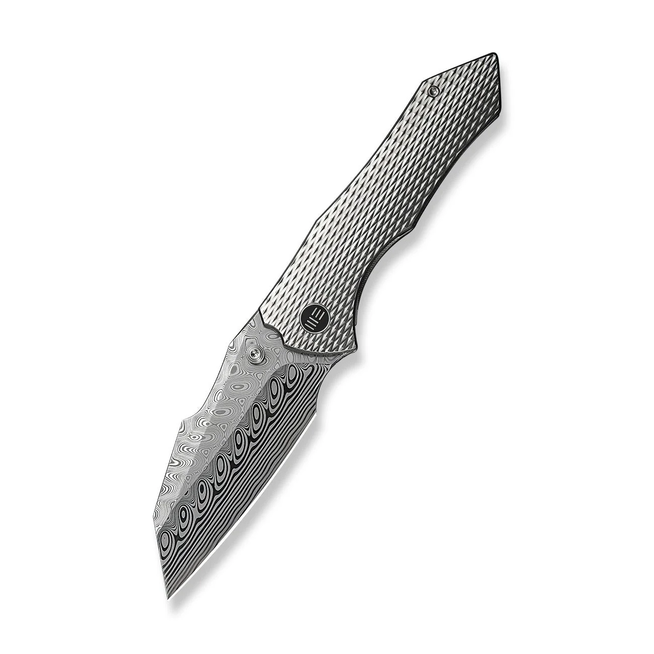 WEKNIFE High-Fin XL Thumb Stud Knife Titanium Handle (3.48" Damasteel Blade) WE24010-DS1 - Image 3