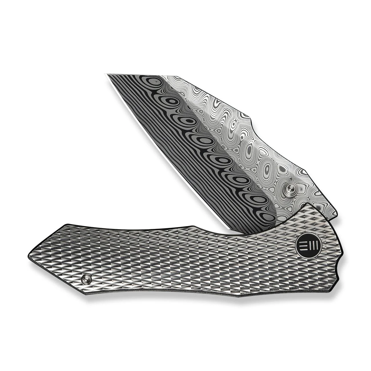 WEKNIFE High-Fin XL Thumb Stud Knife Titanium Handle (3.48" Damasteel Blade) WE24010-DS1 - Image 5