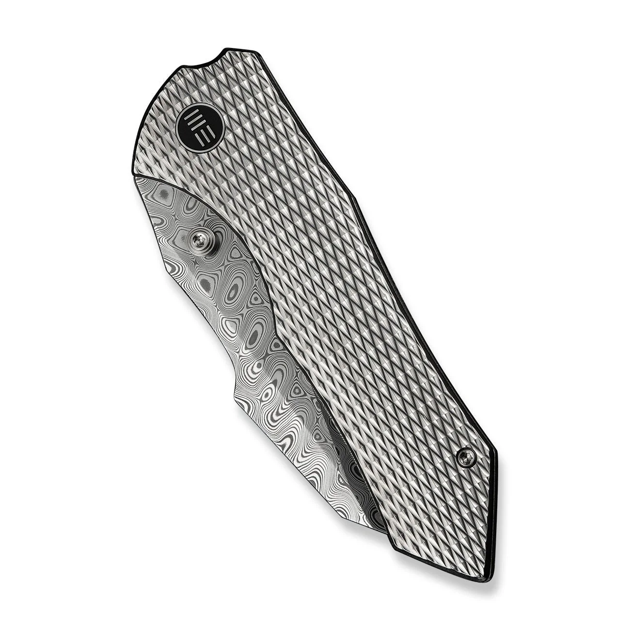 WEKNIFE High-Fin XL Thumb Stud Knife Titanium Handle (3.48" Damasteel Blade) WE24010-DS1 - Image 6