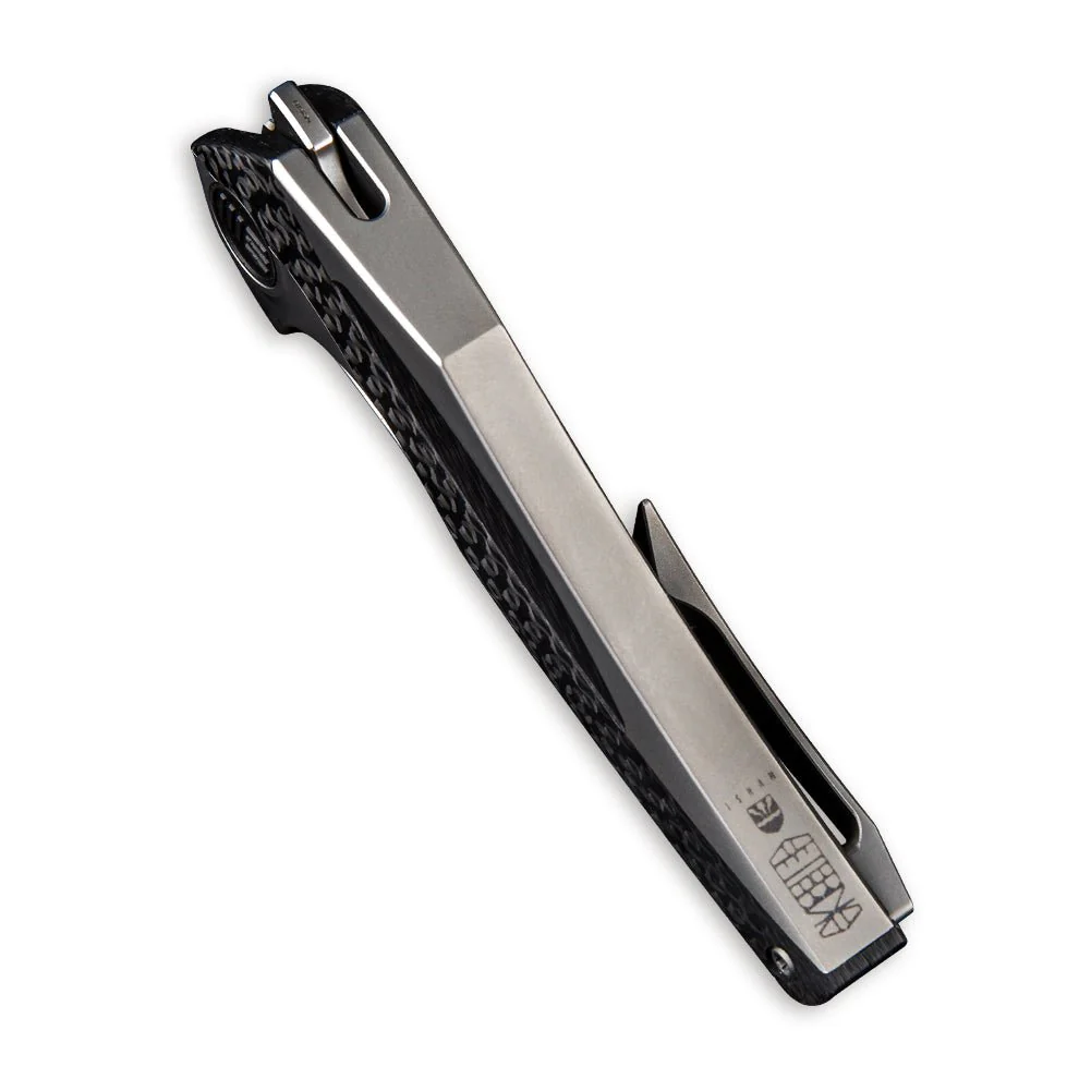 WEKNIFE ÆternA Flipper & Thumb Hole Knife Titanium & Carbon Fiber Handle (3.28" M390 Blade) 918A - Image 4