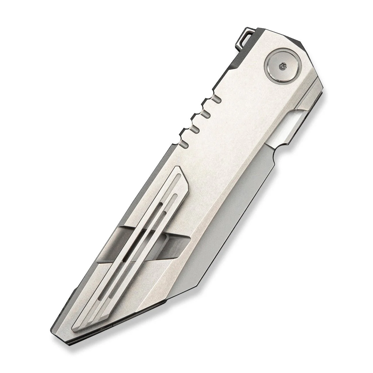 WEKNIFE Anglex Flipper Knife Gray Titanium Handle (3.89" Stonewashed Bohler M390 Blade, Satin Flat) WE25070 Sample2 - Image 4
