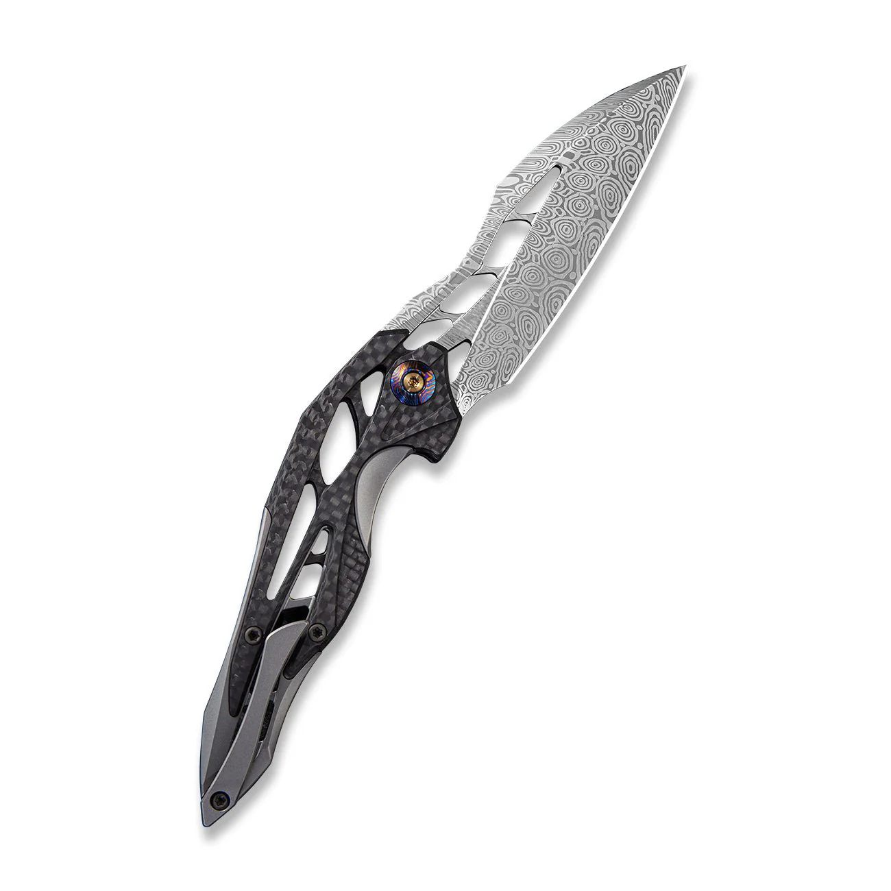 WEKNIFE Arrakis Flipper Knife Titanium & Carbon Fiber Handle (3.45" Damasteel Blade) 906CF-DS1 - Image 2