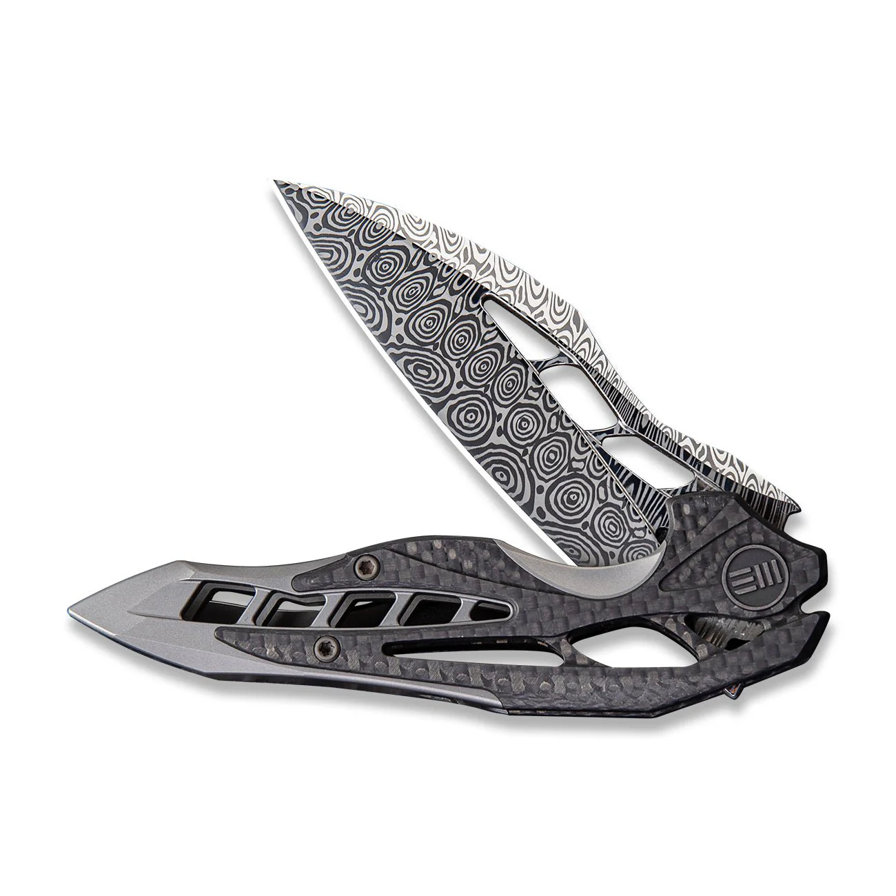 WEKNIFE Arrakis Flipper Knife Titanium & Carbon Fiber Handle (3.45" Damasteel Blade) 906CF-DS1 - Image 4