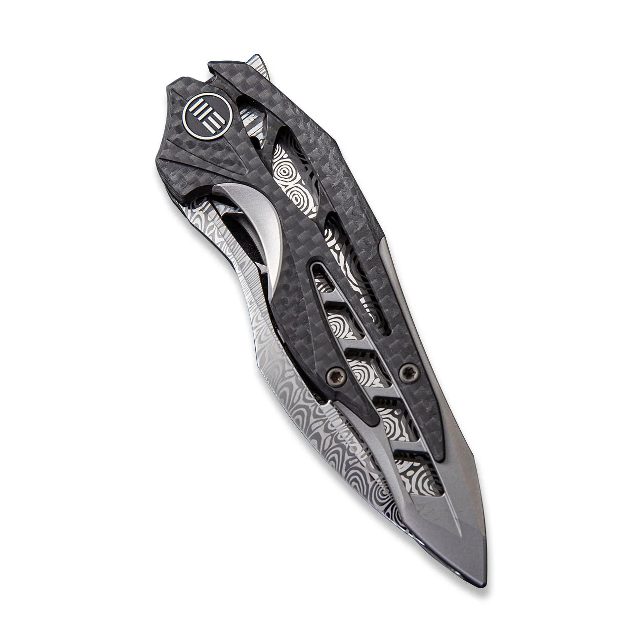 WEKNIFE Arrakis Flipper Knife Titanium & Carbon Fiber Handle (3.45" Damasteel Blade) 906CF-DS1 - Image 5