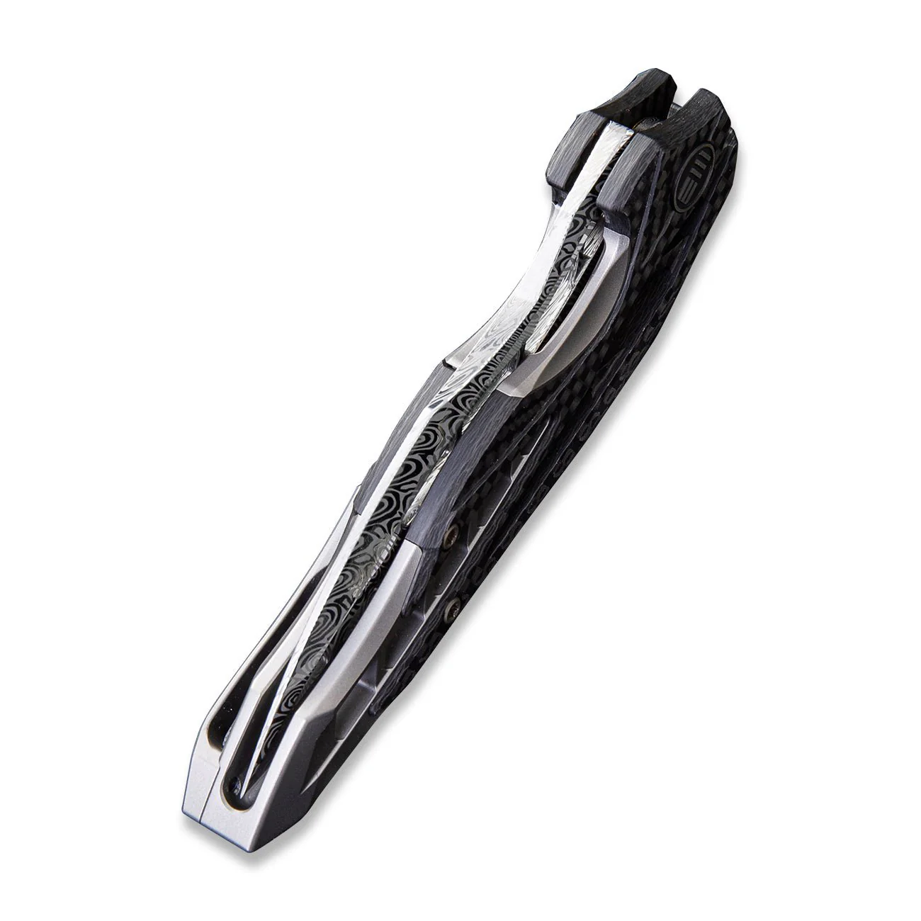 WEKNIFE Arrakis Flipper Knife Titanium & Carbon Fiber Handle (3.45" Damasteel Blade) 906CF-DS1 - Image 7
