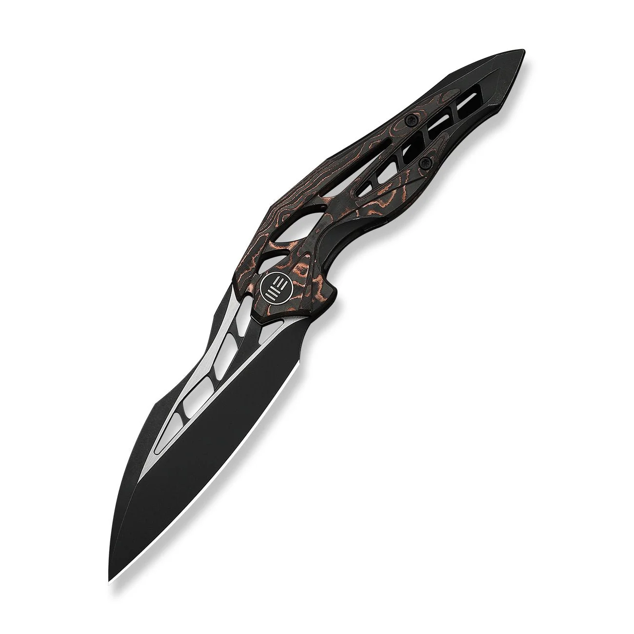 WEKNIFE Arrakis Flipper Knife Black Integral Titanium Handle With Copper Foil Carbon Fiber Inlay (3.47" Black Stonewashed Vanax Blade, Satin Flat) 906CF-E - Image 3