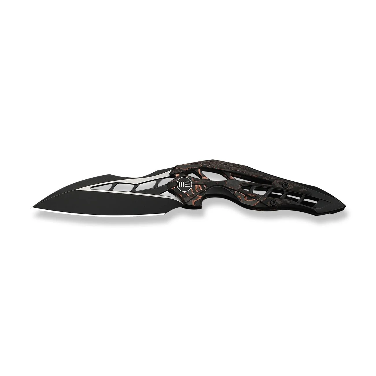 WEKNIFE Arrakis Flipper Knife Black Integral Titanium Handle With Copper Foil Carbon Fiber Inlay (3.47" Black Stonewashed Vanax Blade, Satin Flat) 906CF-E - Image 4