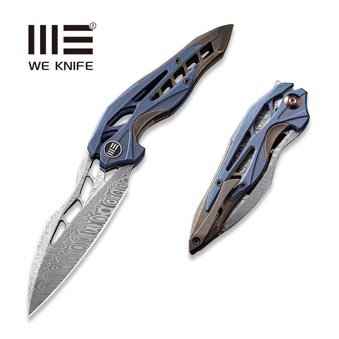 WEKNIFE Arrakis Flipper Knife Titanium Handle (3.45" Damasteel Blade) 906DS-1