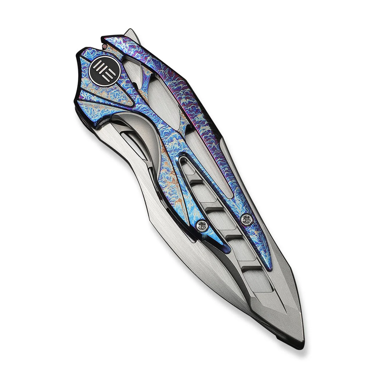 WEKNIFE Arrakis Flipper Knife Gray Integral Titanium Handle With Flamed Titanium Inlay (3.47" Hand Rubbed Satin Vanax Blade) 906K - Image 6