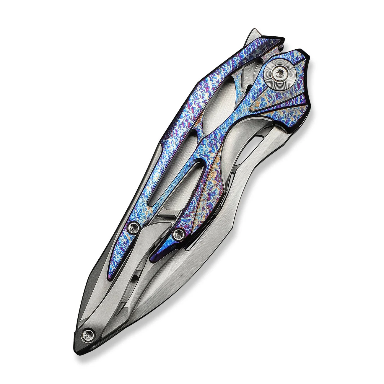 WEKNIFE Arrakis Flipper Knife Gray Integral Titanium Handle With Flamed Titanium Inlay (3.47" Hand Rubbed Satin Vanax Blade) 906K - Image 7