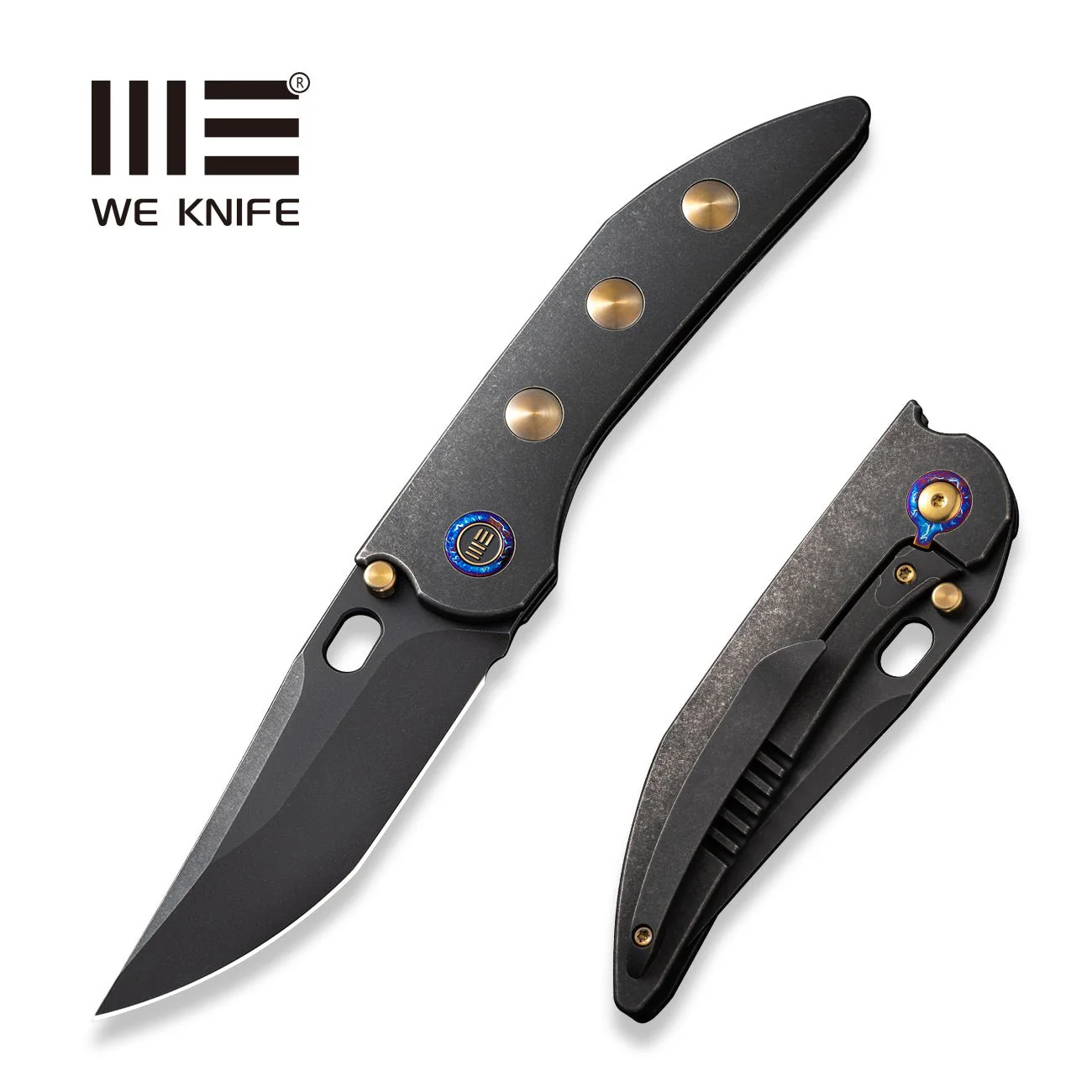 WEKNIFE Attor Thumb Stud & Thumb Hole Knife Titanium Handle (3.55" CPM 20CV Blade) WE23037-1