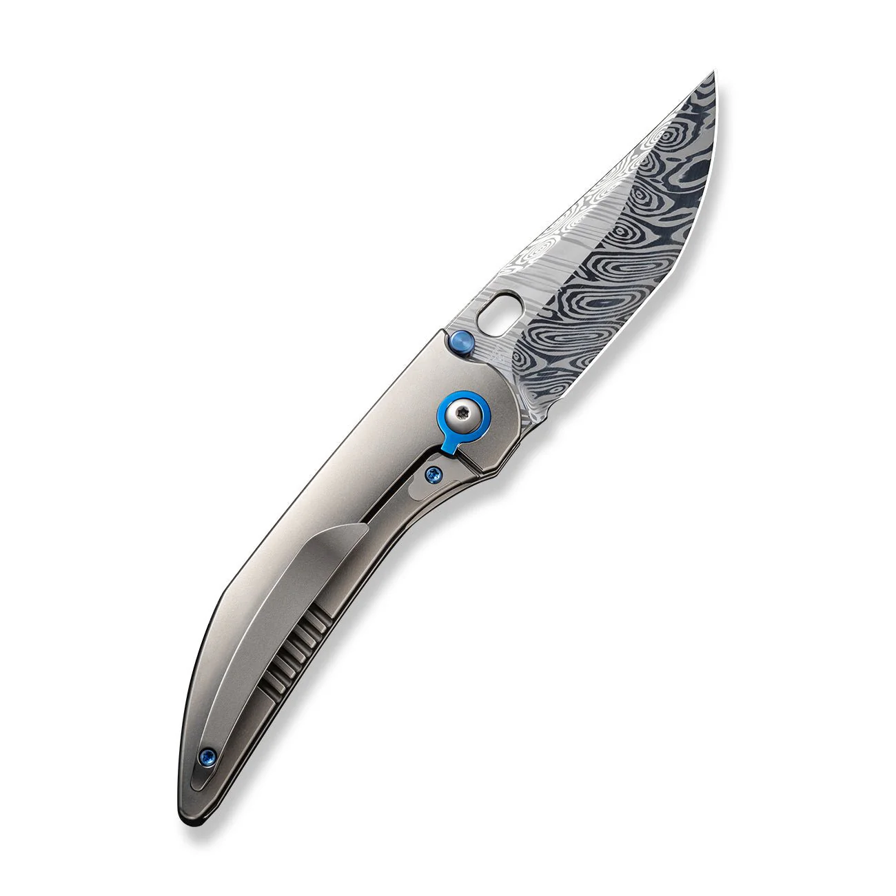 WEKNIFE Attor Thumb Stud & Thumb Hole Knife Titanium Handle (3.55" Damasteel Blade) WE23037-DS1 - Image 2