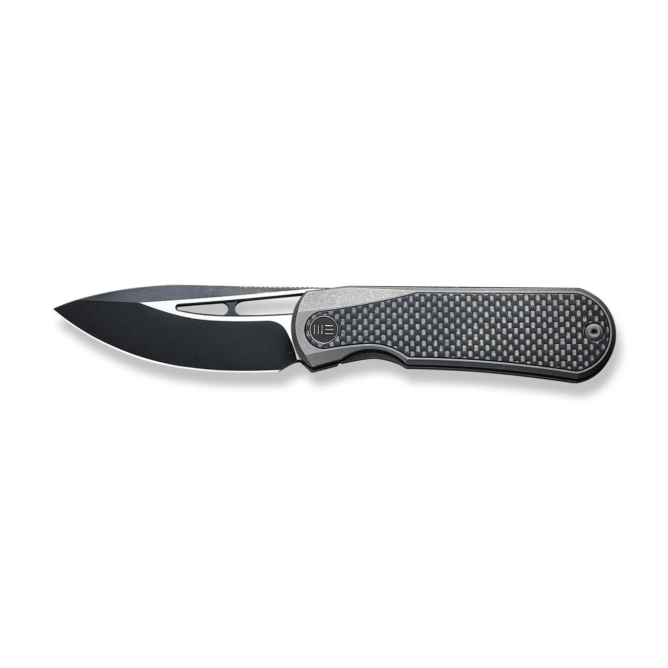 WEKNIFE Baloo Mystery Box Front Flipper & Thumb Hole Knife Gray Titanium Handle With Twill Carbon Fiber Inlay (3.31" Black Stonewashed CPM 20CV Blade, Satin Flat) WE21033-2 MB, With One Free Mystery WE Or CIVIVI Model - Image 4