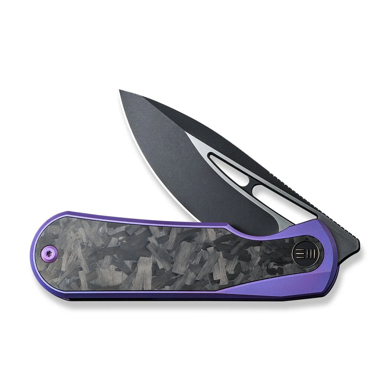 WEKNIFE Baloo Mystery Box Front Flipper & Thumb Hole Knife Purple Titanium Handle With Shredded Carbon Fiber Inlay (3.31" Black Stonewashed CPM 20CV Blade, Satin Flat) WE21033-3 MB, With One Free Mystery WE Or CIVIVI Model - Image 5