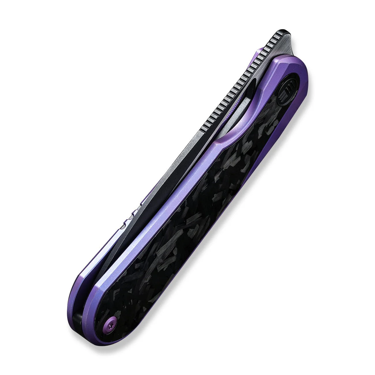 WEKNIFE Baloo Mystery Box Front Flipper & Thumb Hole Knife Purple Titanium Handle With Shredded Carbon Fiber Inlay (3.31" Black Stonewashed CPM 20CV Blade, Satin Flat) WE21033-3 MB, With One Free Mystery WE Or CIVIVI Model - Image 8