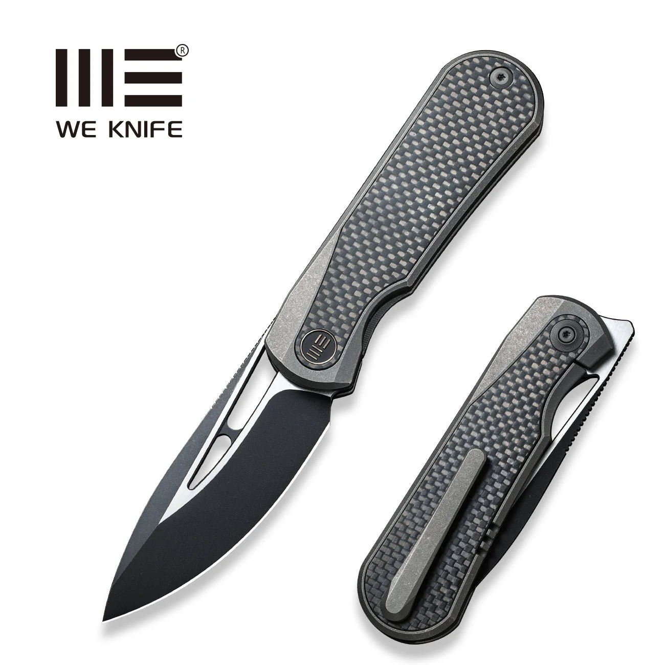 WEKNIFE Baloo Front Flipper & Thumb Hole Knife Titanium & Carbon Fiber Handle (3.31" CPM 20CV) WE21033-2