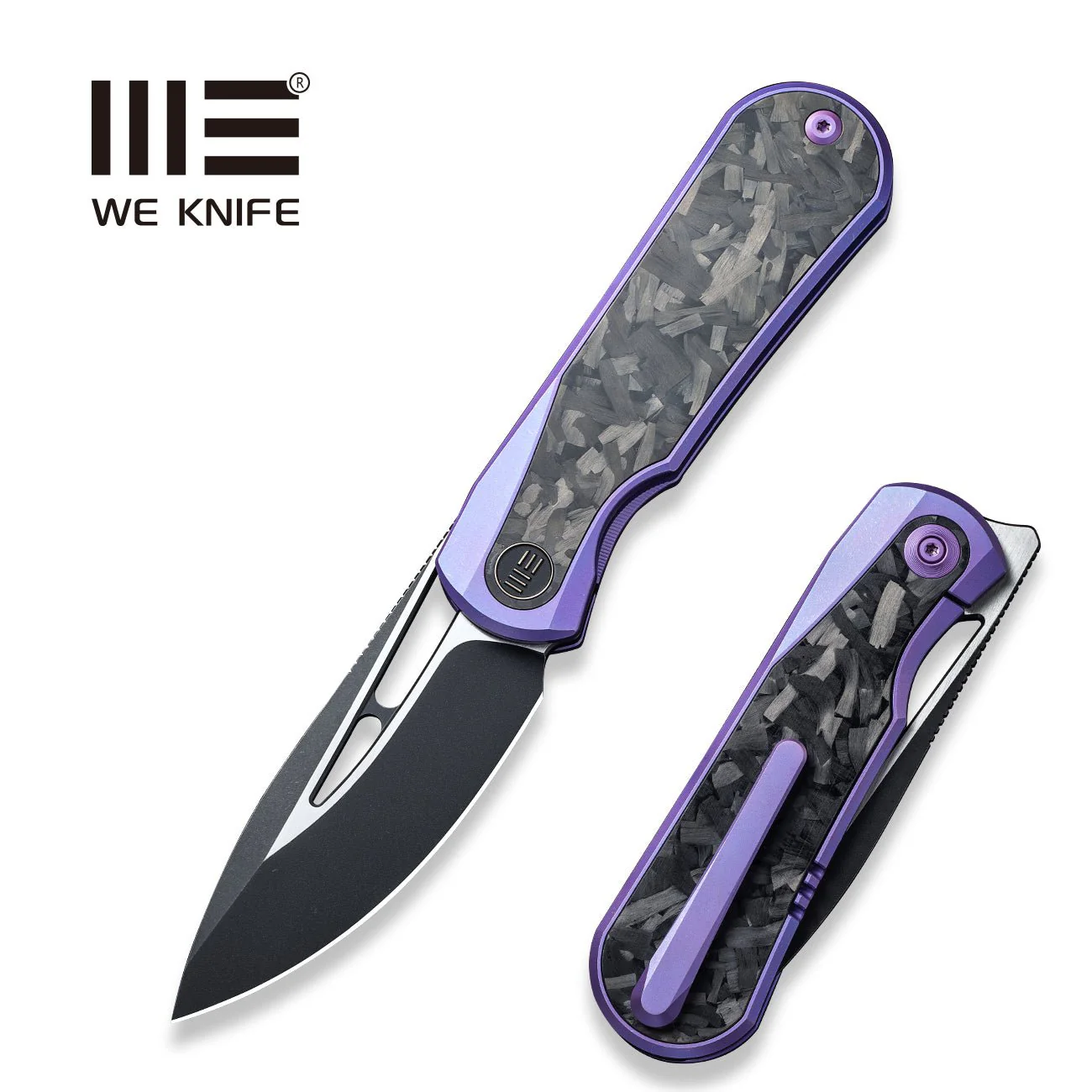 WEKNIFE Baloo Front Flipper & Thumb Hole Knife Titanium & Carbon Fiber Handle (3.31" CPM 20CV) WE21033-3