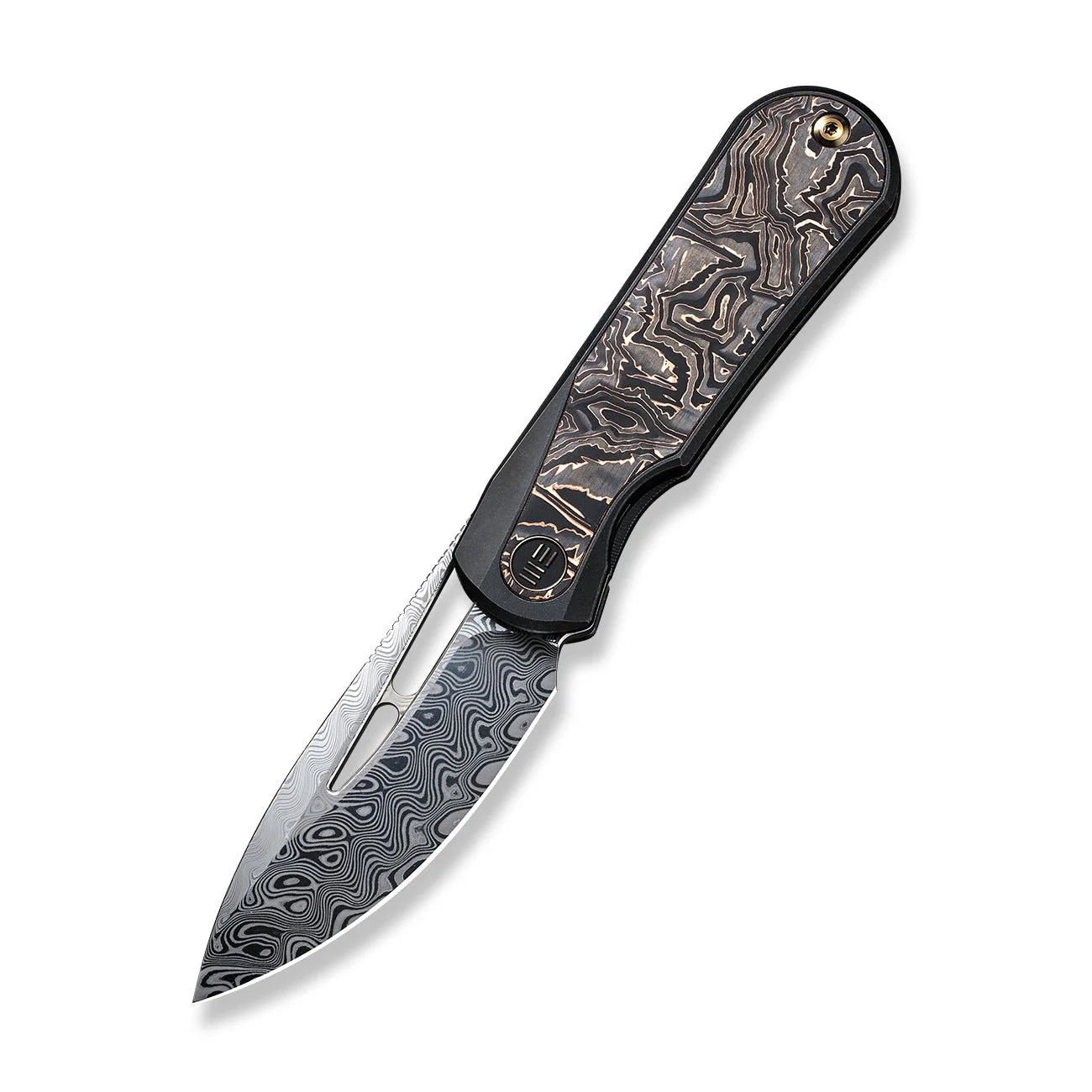 WEKNIFE Baloo Front Flipper & Thumb Hole Knife Titanium & Carbon Fiber Handle (3.31" Damasteel) WE21033-DS1 - Image 3