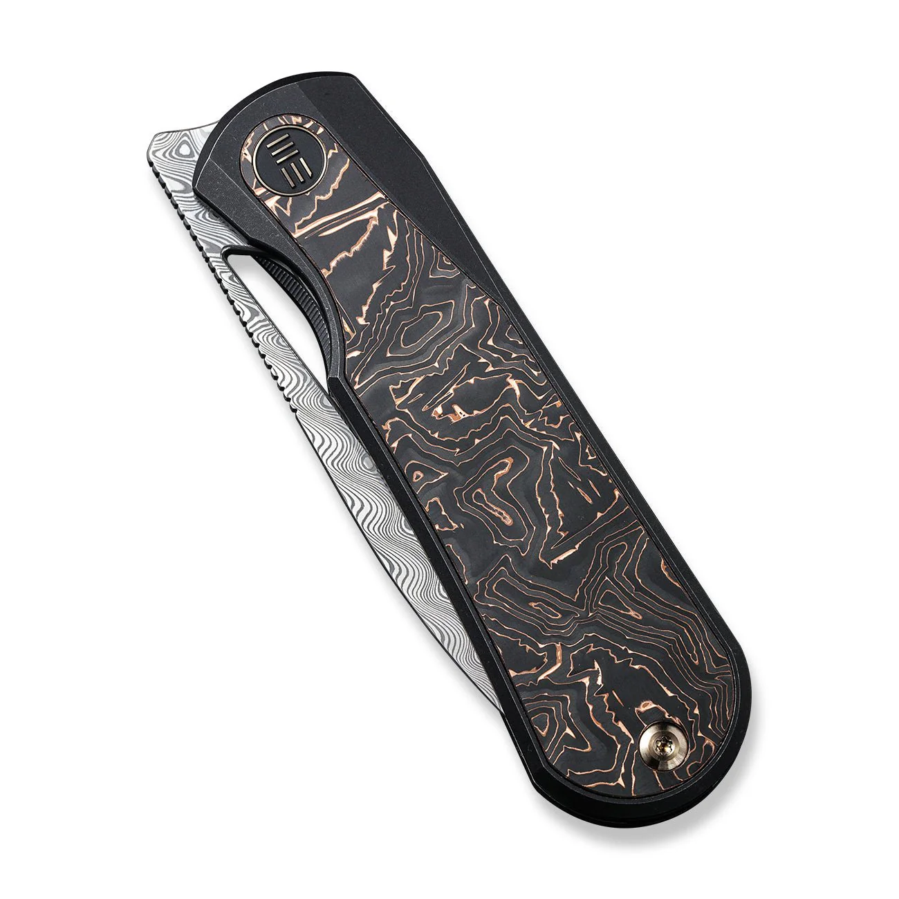 WEKNIFE Baloo Front Flipper & Thumb Hole Knife Titanium & Carbon Fiber Handle (3.31" Damasteel) WE21033-DS1 - Image 6