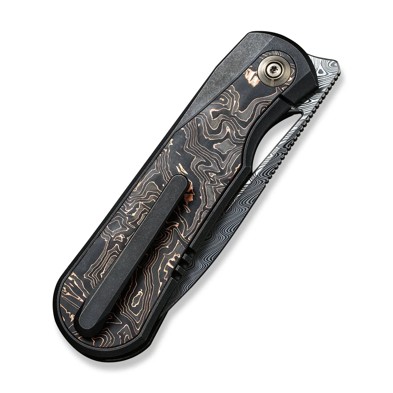 WEKNIFE Baloo Front Flipper & Thumb Hole Knife Titanium & Carbon Fiber Handle (3.31" Damasteel) WE21033-DS1 - Image 7