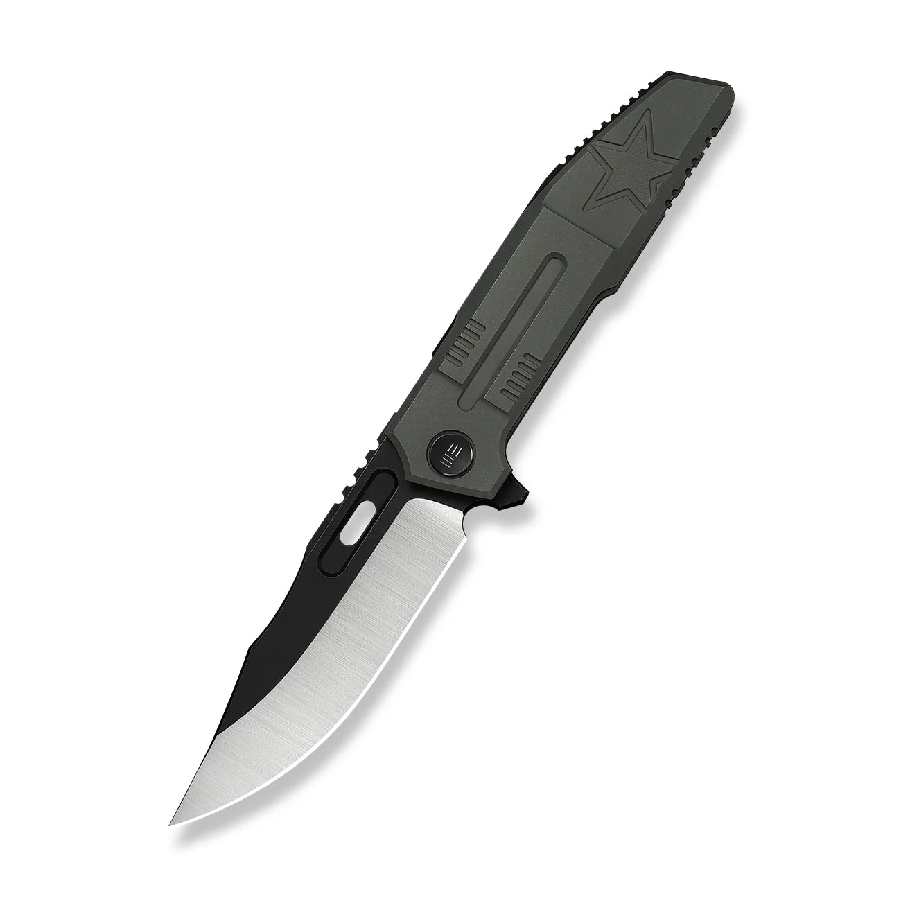 WEKNIFE Barracks Flipper Knife Dark Olive Titanium Handle (3.85" Hand Polished Satin Bohler M390 Blade, Black Stonewashed Flat) WE25078-1 - Image 3