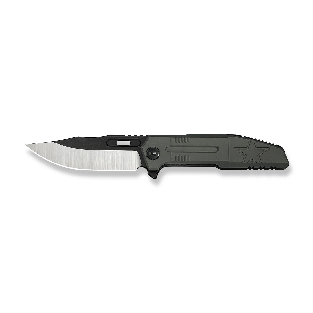 WEKNIFE Barracks Flipper Knife Dark Olive Titanium Handle (3.85" Hand Polished Satin Bohler M390 Blade, Black Stonewashed Flat) WE25078-1 - Image 4