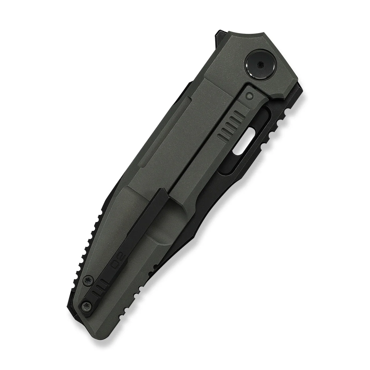 WEKNIFE Barracks Flipper Knife Dark Olive Titanium Handle (3.85" Hand Polished Satin Bohler M390 Blade, Black Stonewashed Flat) WE25078-1 - Image 7