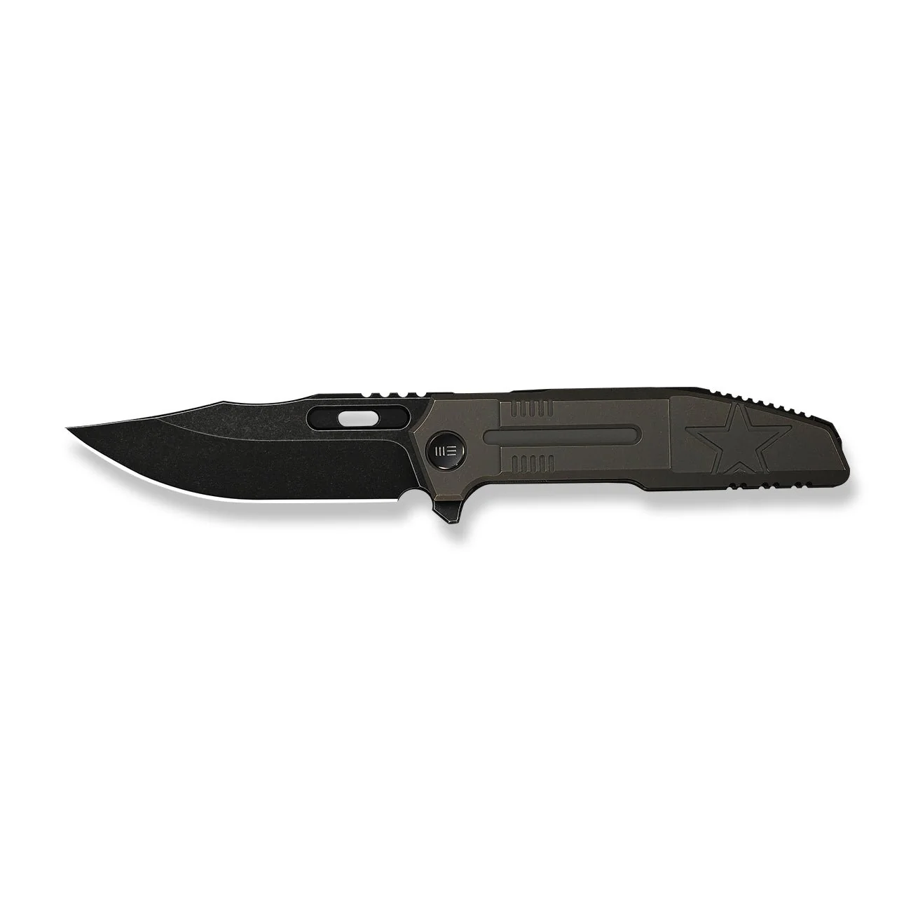 WEKNIFE Barracks Flipper Knife Bronze Titanium Handle (3.85" Black Stonewashed Bohler M390 Blade) WE25078-2 - Image 4