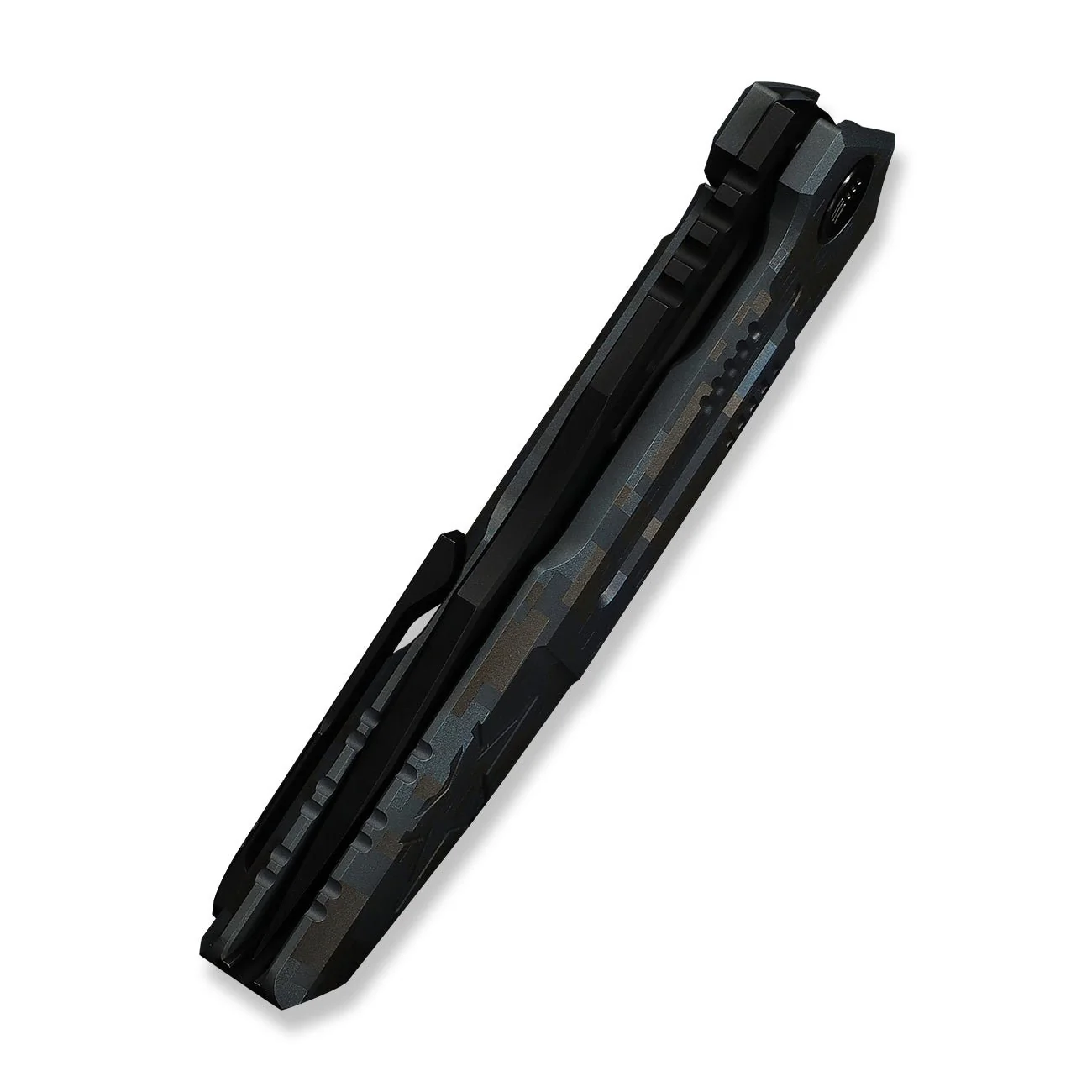 WEKNIFE Barracks Flipper Knife Pixel Pattern Titanium Handle (3.85" Black Stonewashed Bevels, Black Brushed Flats Bohler M390 Blade) WE25078-3 - Image 8