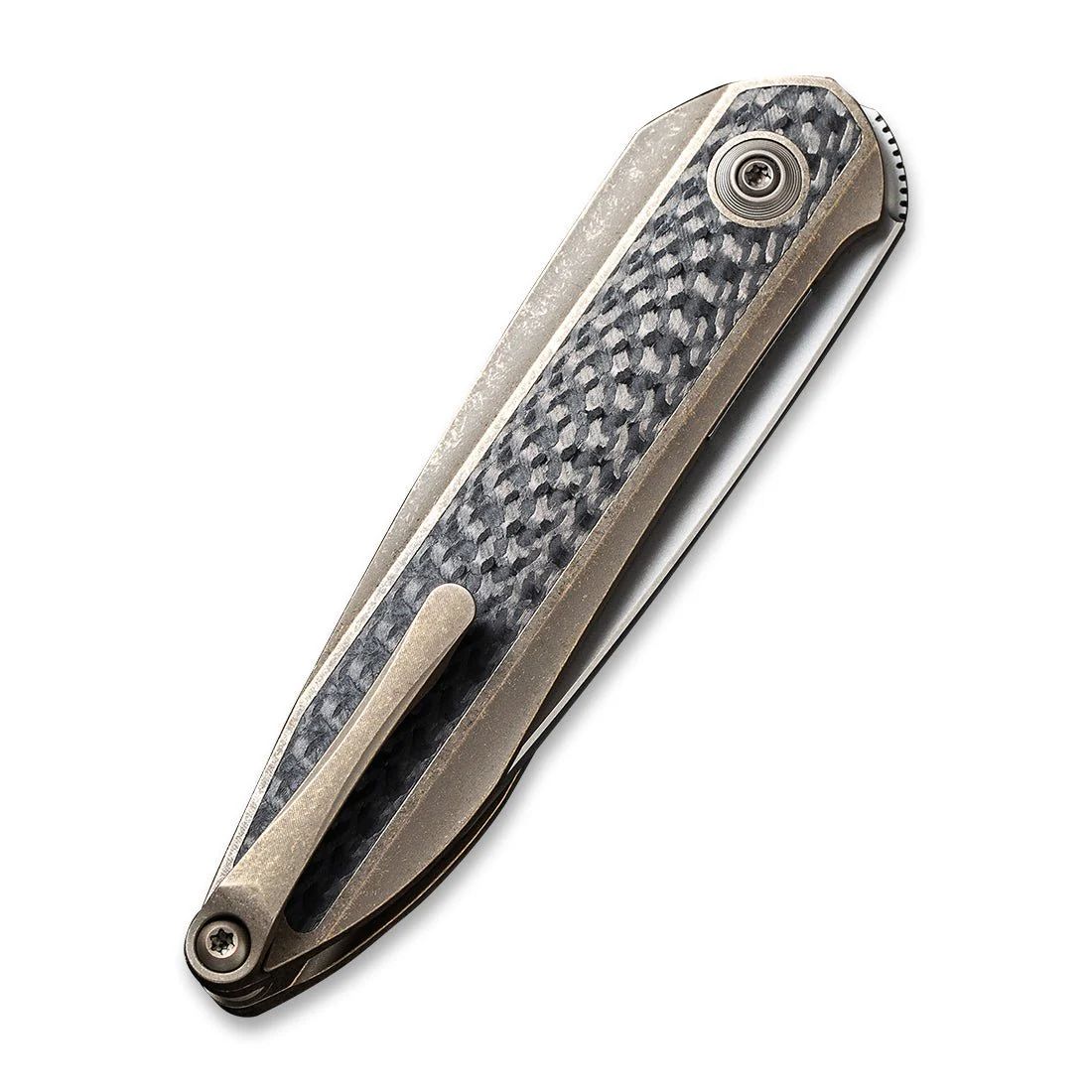 WEKNIFE Black Void Opus Front Flipper Knife Titanium & Carbon Fiber Handle (2.84" CPM 20CV Blade) 2010A - Image 6