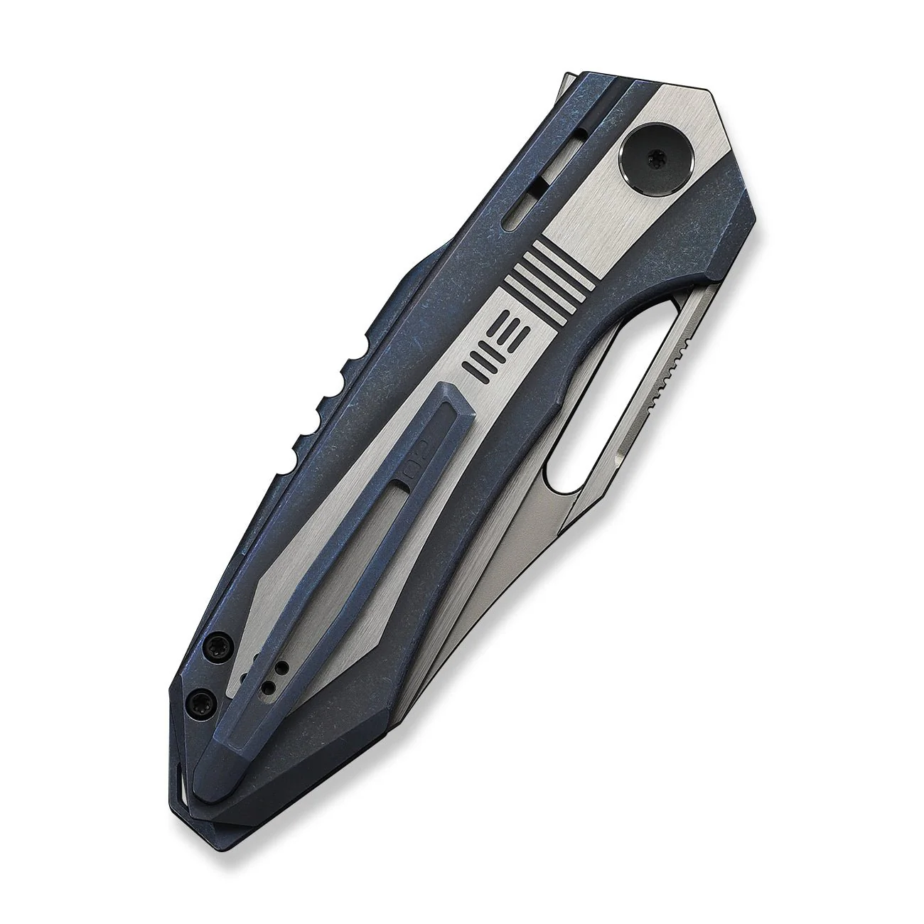 WEKNIFE Bogey Flipper & Thumb Hole Knife Blue & Satin Titanium Handle (3.64" Hand Rubbed Satin Bohler M390 Blade) WE23088-3 - Image 7