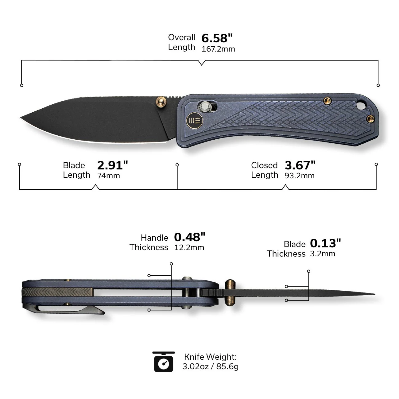WEKNIFE Bougie Banter Thumb Stud & Crossbar Lock Knife Titanium Handle (2.91" CPM S45VN Blade) WE24009-1 - Image 3