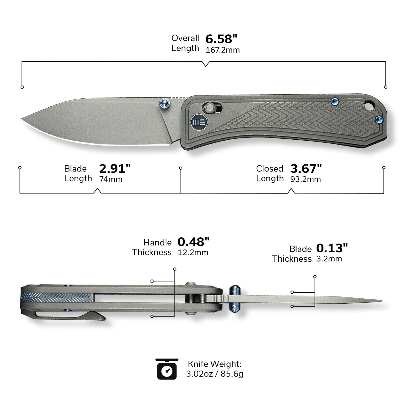 WEKNIFE Bougie Banter Thumb Stud & Crossbar Lock Knife Titanium Handle (2.91" CPM S45VN Blade) WE24009-2 - Image 3