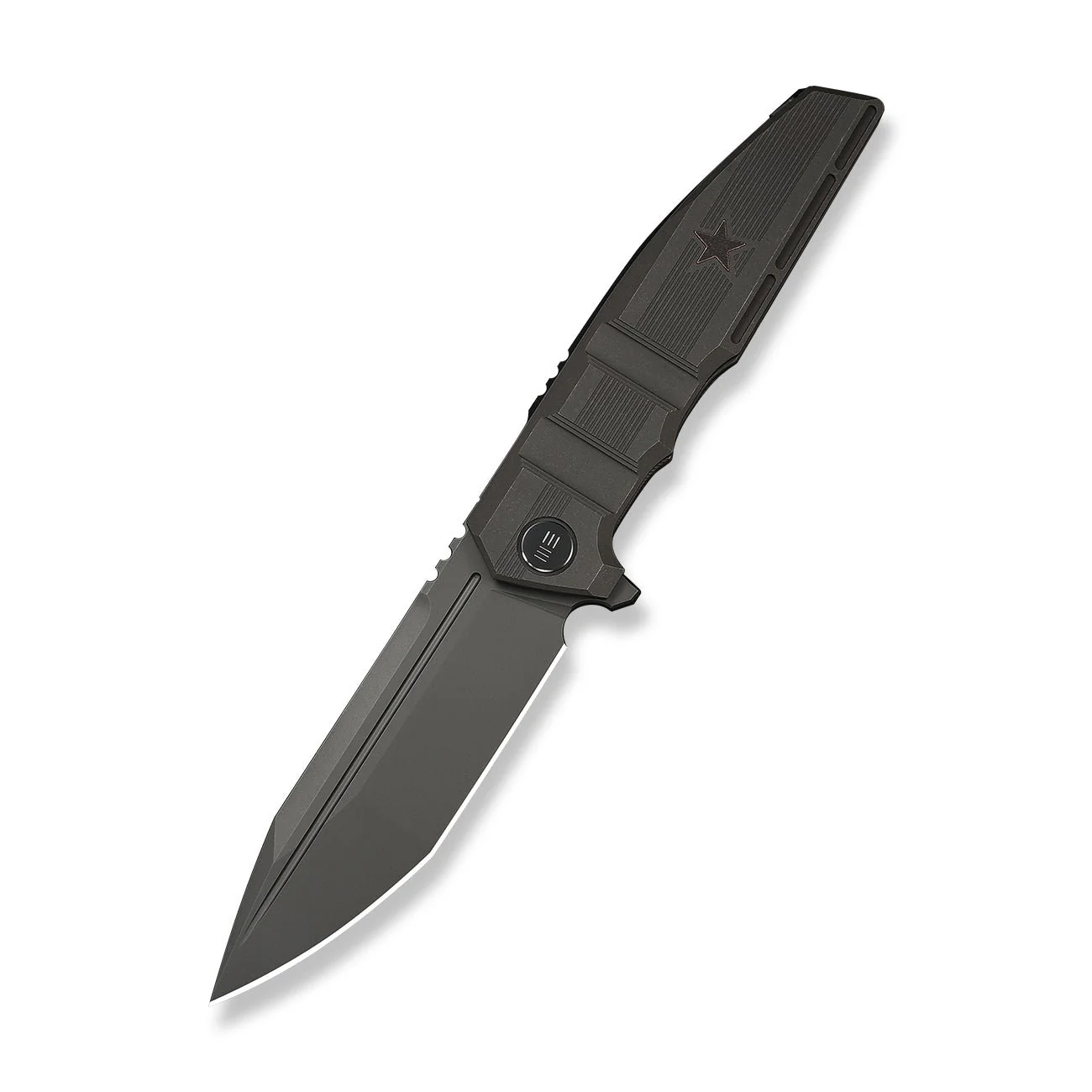WEKNIFE Breach Flipper Knife Charcoal Gray Titanium Handle (3.85" Dark Gray Stonewashed Bohler M390 Blade) WE25077-1 - Image 3