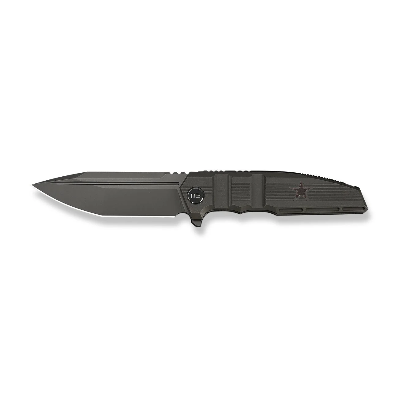 WEKNIFE Breach Flipper Knife Charcoal Gray Titanium Handle (3.85" Dark Gray Stonewashed Bohler M390 Blade) WE25077-1 - Image 4