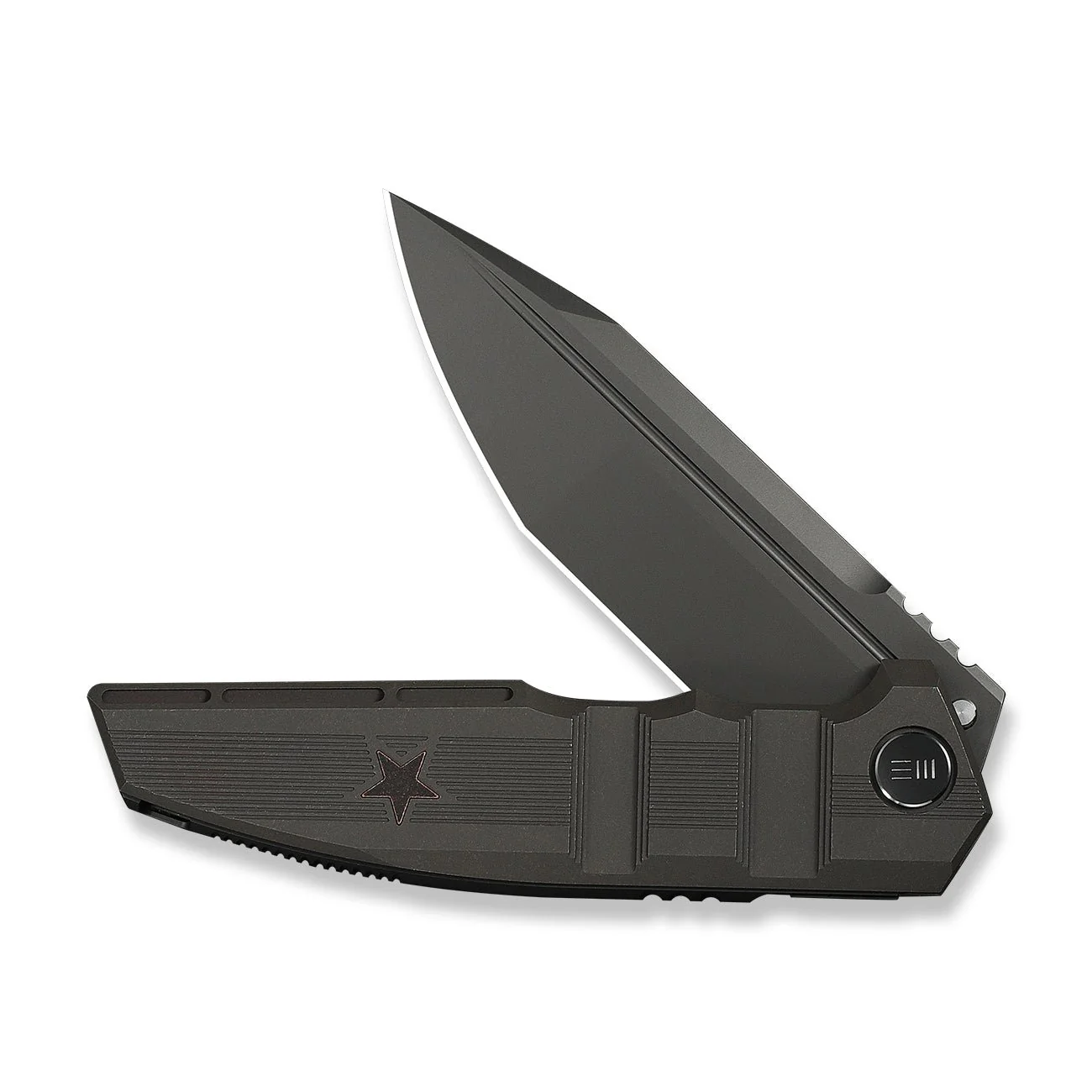 WEKNIFE Breach Flipper Knife Charcoal Gray Titanium Handle (3.85" Dark Gray Stonewashed Bohler M390 Blade) WE25077-1 - Image 5