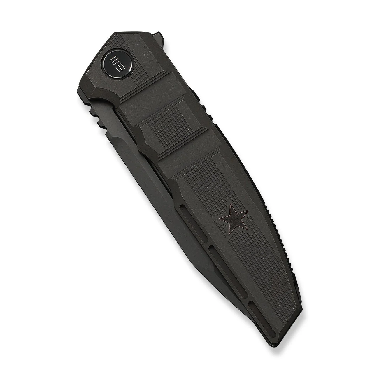WEKNIFE Breach Flipper Knife Charcoal Gray Titanium Handle (3.85" Dark Gray Stonewashed Bohler M390 Blade) WE25077-1 - Image 6