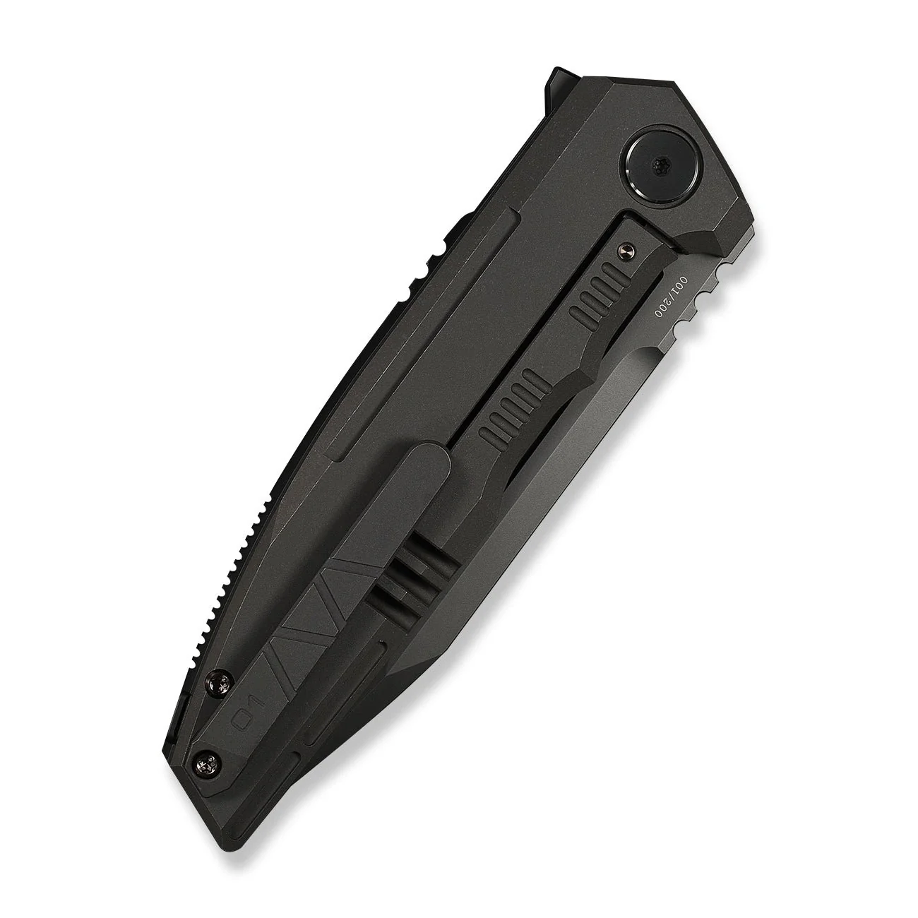 WEKNIFE Breach Flipper Knife Charcoal Gray Titanium Handle (3.85" Dark Gray Stonewashed Bohler M390 Blade) WE25077-1 - Image 7