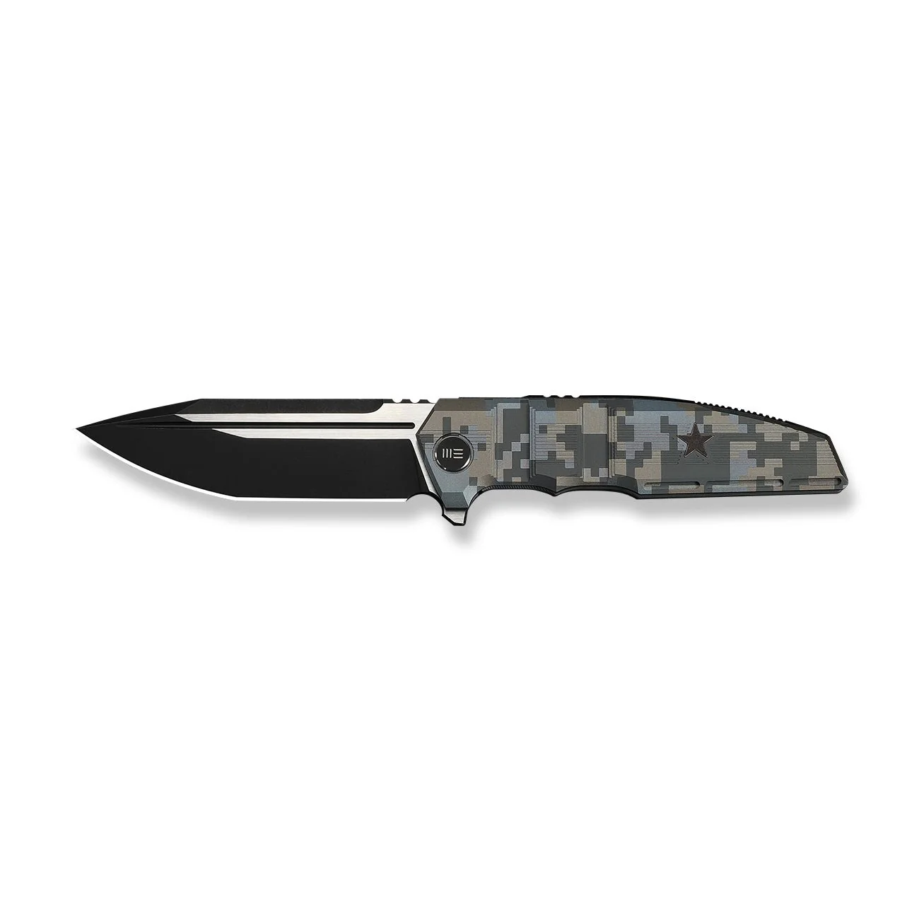 WEKNIFE Breach Flipper Knife Pixel Pattern Titanium Handle (3.85" Black Stonewashed Bohler M390 Blade, Satin Flat) WE25077-3 - Image 4