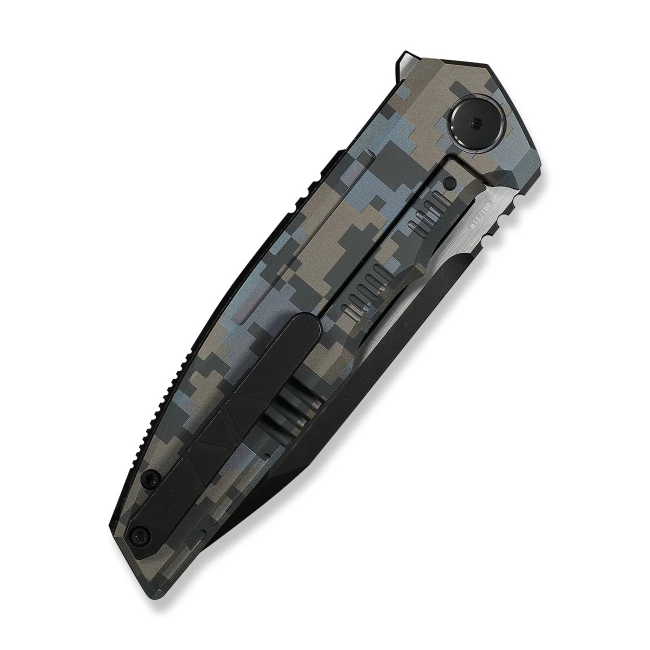 WEKNIFE Breach Flipper Knife Pixel Pattern Titanium Handle (3.85" Black Stonewashed Bohler M390 Blade, Satin Flat) WE25077-3 - Image 7