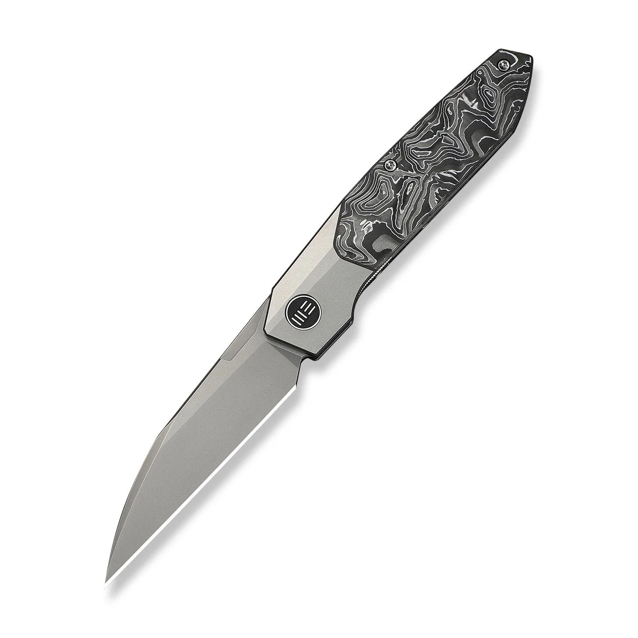 WEKNIFE Brr15 Flipper Knife Gray Titanium Handle With Aluminum Foil Carbon Fiber Inlay (3.25" Stonewashed Bohler M390 Blade) WE24007-2 - Image 3